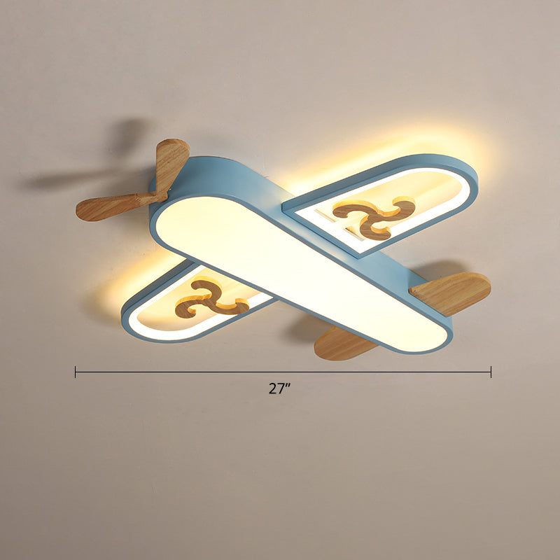 Aircraft Shaped Nursery Flush Mount Acrylic Cartoon Surface Mounted Led Ceiling Light Blue 27" Warm Clearhalo 'Ceiling Lights' 'Chandeliers' Lighting' options 2405238_8cad466d-1b79-4d10-b6dc-bdb39362d998