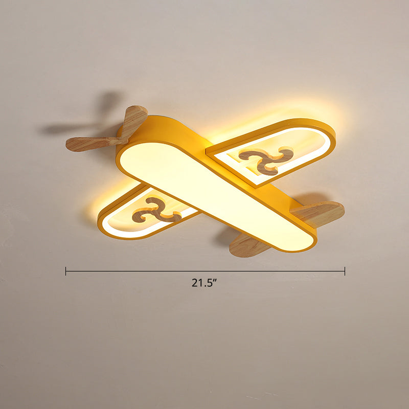 Aircraft Shaped Nursery Flush Mount Acrylic Cartoon Surface Mounted Led Ceiling Light Yellow 21.5" Warm Clearhalo 'Ceiling Lights' 'Chandeliers' Lighting' options 2405241_2f254abb-9250-473e-93c8-b63d9b3753c4