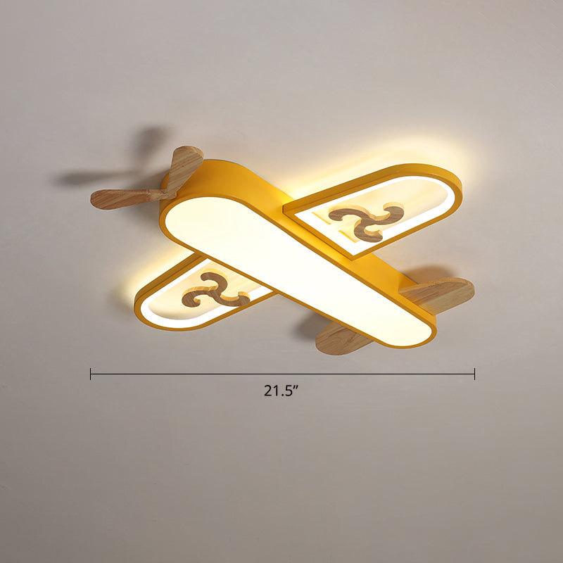 Aircraft Shaped Nursery Flush Mount Acrylic Cartoon Surface Mounted Led Ceiling Light Yellow 21.5" Third Gear Clearhalo 'Ceiling Lights' 'Chandeliers' Lighting' options 2405242_91c4982b-a2d5-495b-a40a-5fb3e6057181