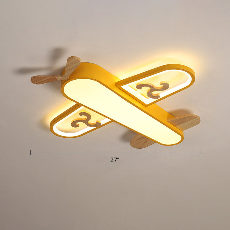 Aircraft Shaped Nursery Flush Mount Acrylic Cartoon Surface Mounted Led Ceiling Light Yellow 27" Warm Clearhalo 'Ceiling Lights' 'Chandeliers' Lighting' options 2405245_af9f22d4-6635-4650-8776-a5071ef7174b