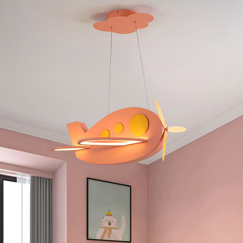 Airplane Shaped Baby Room Chandelier Metallic LED Cartoon Ceiling Suspension Lamp Clearhalo 'Ceiling Lights' 'Chandeliers' Lighting' options 2405262