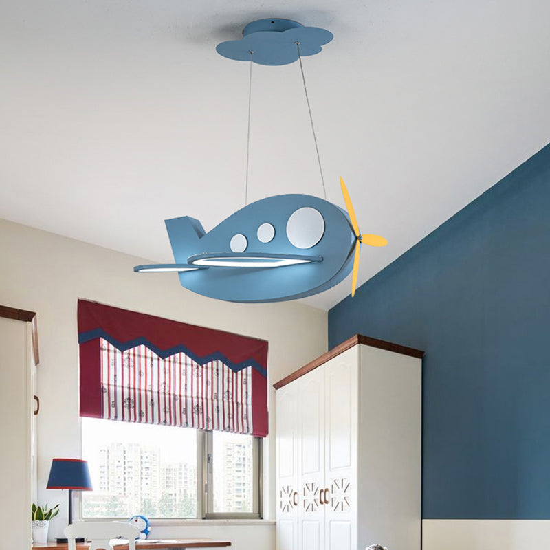 Airplane Shaped Baby Room Chandelier Metallic LED Cartoon Ceiling Suspension Lamp Clearhalo 'Ceiling Lights' 'Chandeliers' Lighting' options 2405264