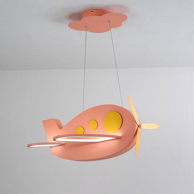 Airplane Shaped Baby Room Chandelier Metallic LED Cartoon Ceiling Suspension Lamp Clearhalo 'Ceiling Lights' 'Chandeliers' Lighting' options 2405266