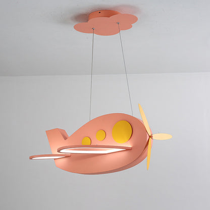 Airplane Shaped Baby Room Chandelier Metallic LED Cartoon Ceiling Suspension Lamp Pink White Clearhalo 'Ceiling Lights' 'Chandeliers' Lighting' options 2405266_1e6e1c7f-1bdc-4943-ae1c-9088f74a7f19