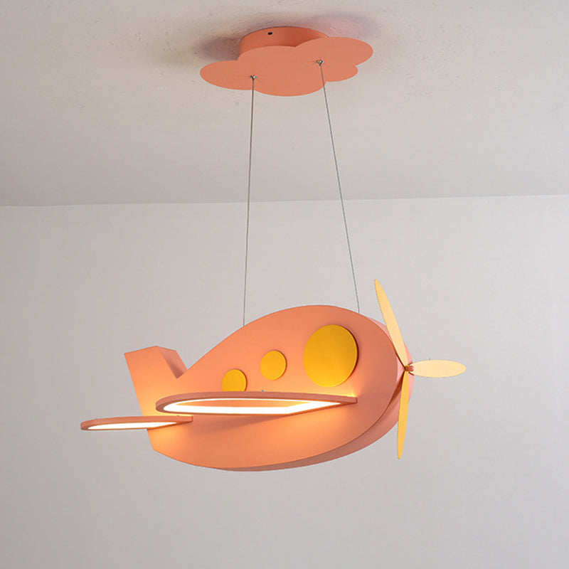 Airplane Shaped Baby Room Chandelier Metallic LED Cartoon Ceiling Suspension Lamp Clearhalo 'Ceiling Lights' 'Chandeliers' Lighting' options 2405267