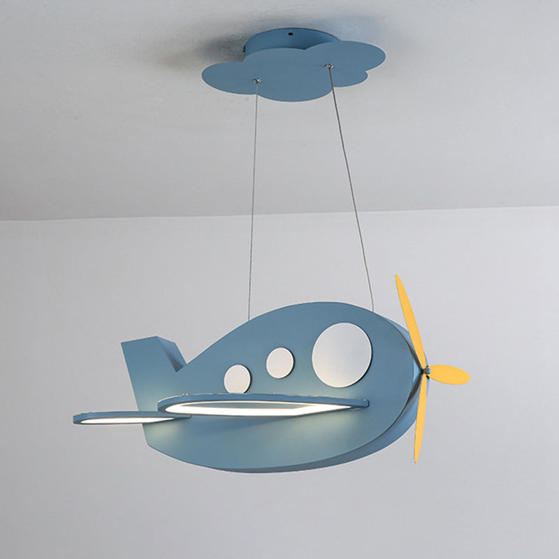 Airplane Shaped Baby Room Chandelier Metallic LED Cartoon Ceiling Suspension Lamp Blue Third Gear Clearhalo 'Ceiling Lights' 'Chandeliers' Lighting' options 2405269_f86af669-14d5-4a42-a6f9-689670a42961