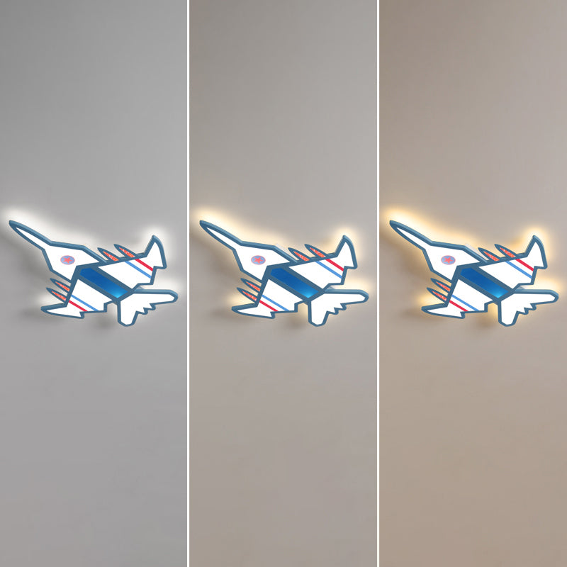 Airplane Flush Mount LED Light Childrens Acrylic Bedroom Ultrathin Ceiling Flush Light Blue 28" Third Gear Clearhalo 'Ceiling Lights' 'Close To Ceiling Lights' 'Close to ceiling' 'Semi-flushmount' Lighting' 2405297