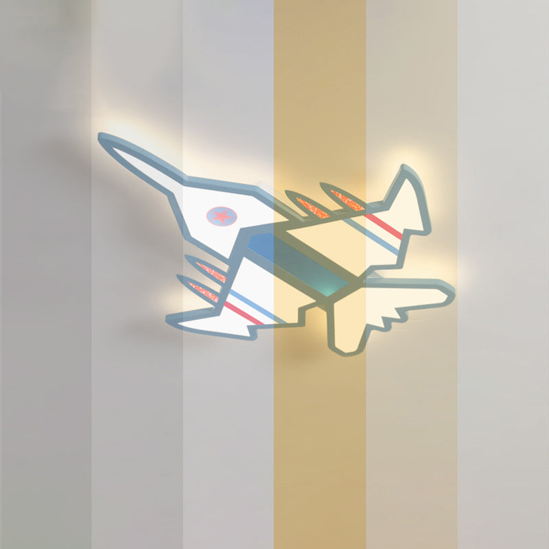 Airplane Flush Mount LED Light Childrens Acrylic Bedroom Ultrathin Ceiling Flush Light Blue 28" Remote Control Stepless Dimming Clearhalo 'Ceiling Lights' 'Close To Ceiling Lights' 'Close to ceiling' 'Semi-flushmount' Lighting' 2405299