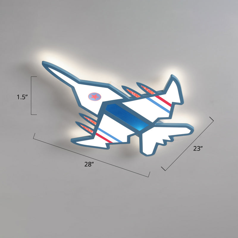 Airplane Flush Mount LED Light Childrens Acrylic Bedroom Ultrathin Ceiling Flush Light Blue 23.5" White Clearhalo 'Ceiling Lights' 'Close To Ceiling Lights' 'Close to ceiling' 'Semi-flushmount' Lighting' 2405301