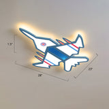 Airplane Flush Mount LED Light Childrens Acrylic Bedroom Ultrathin Ceiling Flush Light Blue 23.5" Warm Clearhalo 'Ceiling Lights' 'Close To Ceiling Lights' 'Close to ceiling' 'Semi-flushmount' Lighting' 2405302