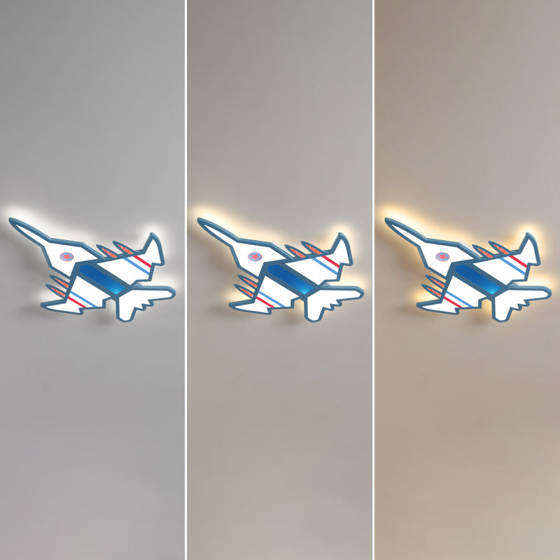 Airplane Flush Mount LED Light Childrens Acrylic Bedroom Ultrathin Ceiling Flush Light Blue 23.5" Third Gear Clearhalo 'Ceiling Lights' 'Close To Ceiling Lights' 'Close to ceiling' 'Semi-flushmount' Lighting' 2405303