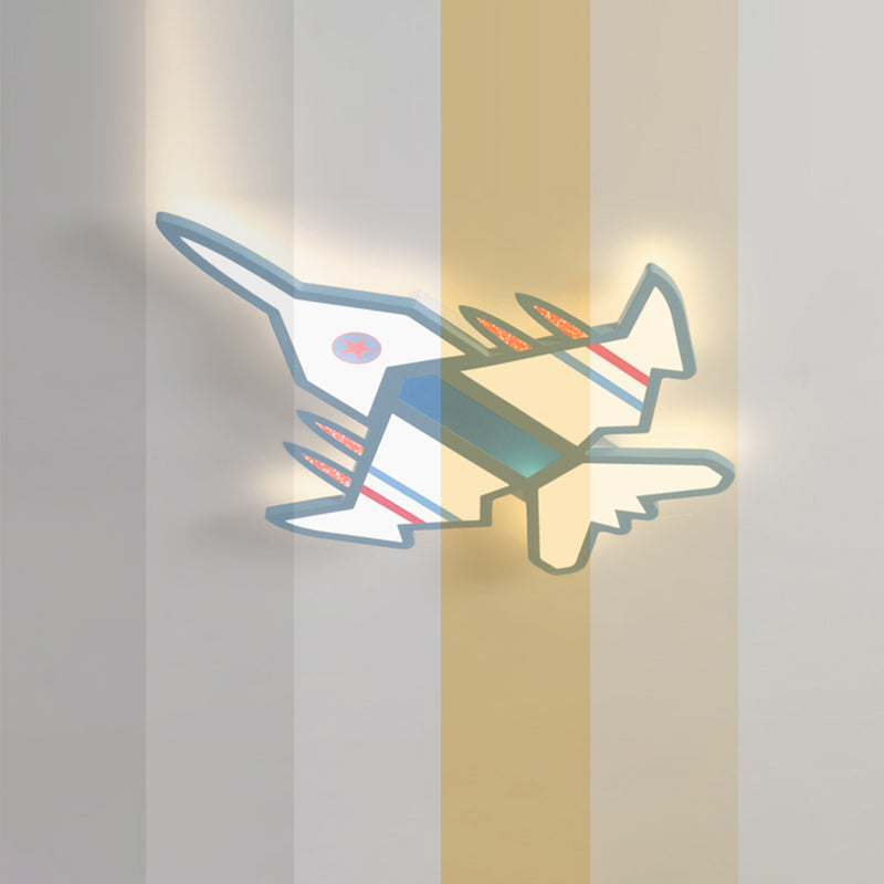 Airplane Flush Mount LED Light Childrens Acrylic Bedroom Ultrathin Ceiling Flush Light Blue 23.5" Remote Control Stepless Dimming Clearhalo 'Ceiling Lights' 'Close To Ceiling Lights' 'Close to ceiling' 'Semi-flushmount' Lighting' 2405304