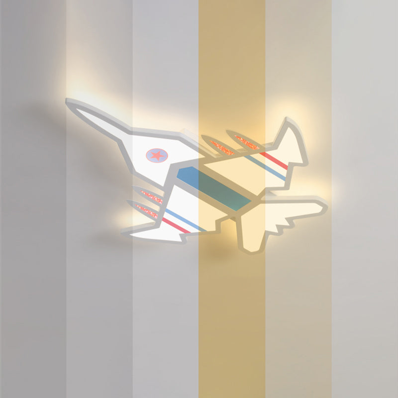 Airplane Flush Mount LED Light Childrens Acrylic Bedroom Ultrathin Ceiling Flush Light White 28" Remote Control Stepless Dimming Clearhalo 'Ceiling Lights' 'Close To Ceiling Lights' 'Close to ceiling' 'Semi-flushmount' Lighting' 2405305