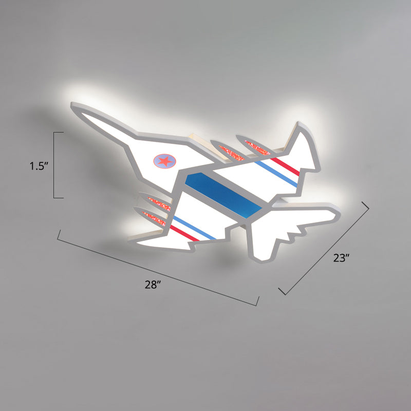 Airplane Flush Mount LED Light Childrens Acrylic Bedroom Ultrathin Ceiling Flush Light White 28" White Clearhalo 'Ceiling Lights' 'Close To Ceiling Lights' 'Close to ceiling' 'Semi-flushmount' Lighting' 2405308