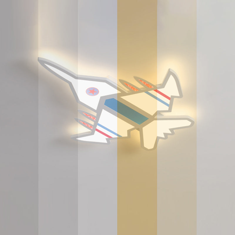 Airplane Flush Mount LED Light Childrens Acrylic Bedroom Ultrathin Ceiling Flush Light White 23.5" Remote Control Stepless Dimming Clearhalo 'Ceiling Lights' 'Close To Ceiling Lights' 'Close to ceiling' 'Semi-flushmount' Lighting' 2405309