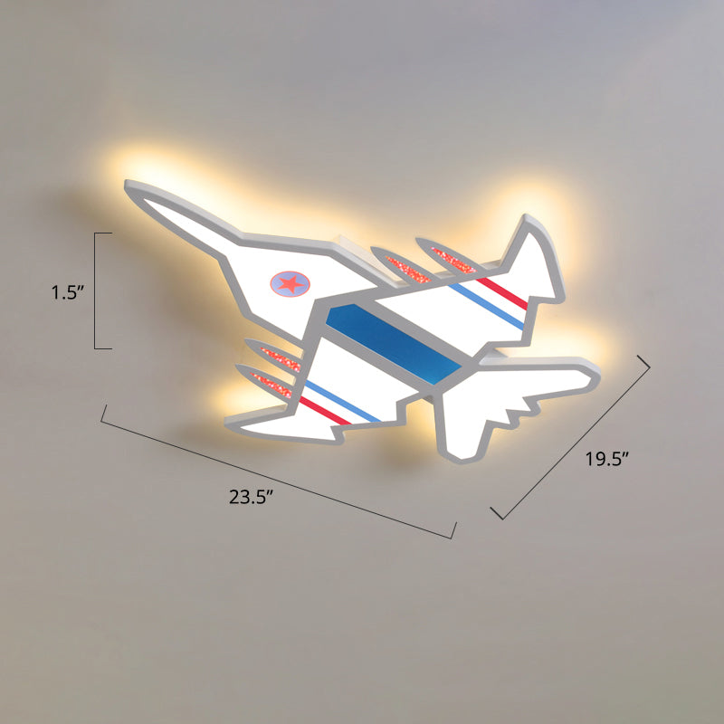 Airplane Flush Mount LED Light Childrens Acrylic Bedroom Ultrathin Ceiling Flush Light White 23.5" Warm Clearhalo 'Ceiling Lights' 'Close To Ceiling Lights' 'Close to ceiling' 'Semi-flushmount' Lighting' 2405311
