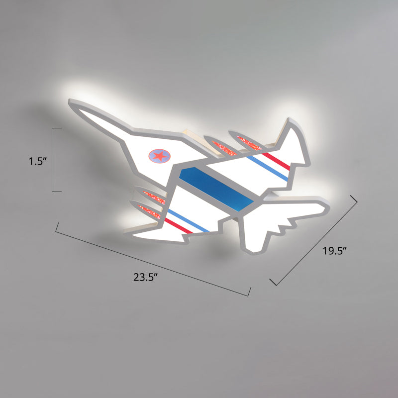 Airplane Flush Mount LED Light Childrens Acrylic Bedroom Ultrathin Ceiling Flush Light White 23.5" White Clearhalo 'Ceiling Lights' 'Close To Ceiling Lights' 'Close to ceiling' 'Semi-flushmount' Lighting' 2405312