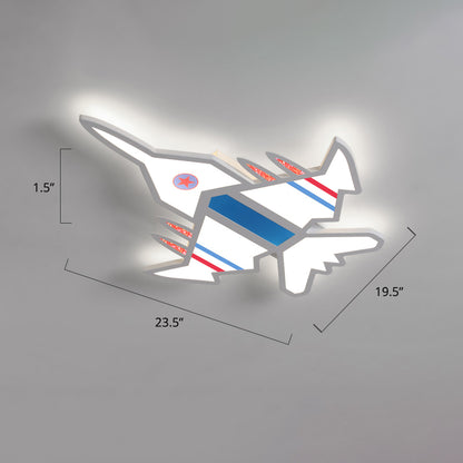Airplane Flush Mount LED Light Childrens Acrylic Bedroom Ultrathin Ceiling Flush Light White 23.5" White Clearhalo 'Ceiling Lights' 'Close To Ceiling Lights' 'Close to ceiling' 'Semi-flushmount' Lighting' 2405312