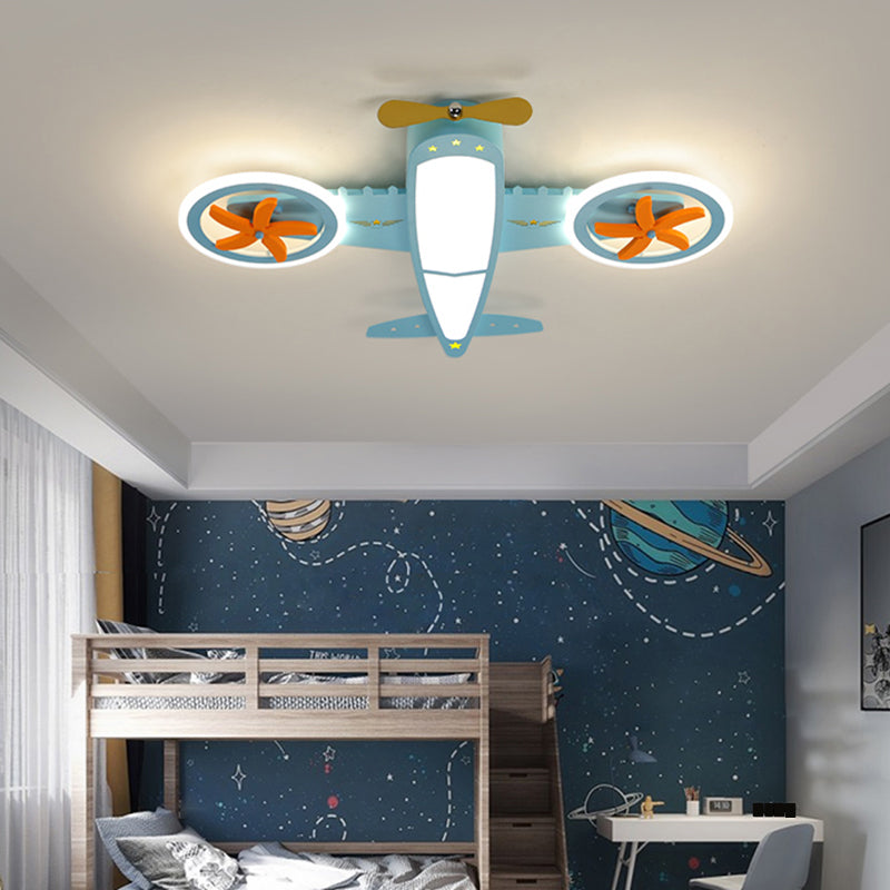 Aircraft Semi Flush Ceiling Fixture Cartoon Metallic LED Flush Mount Light for Child Room Clearhalo 'Ceiling Lights' 'Close To Ceiling Lights' 'Close to ceiling' 'Flush mount' Lighting' 2405328