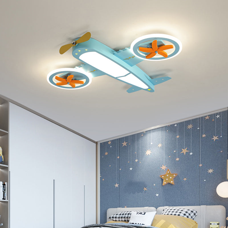 Aircraft Semi Flush Ceiling Fixture Cartoon Metallic LED Flush Mount Light for Child Room Clearhalo 'Ceiling Lights' 'Close To Ceiling Lights' 'Close to ceiling' 'Flush mount' Lighting' 2405331