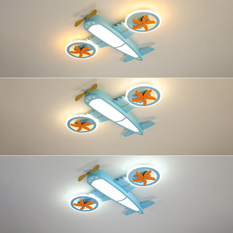 Aircraft Semi Flush Ceiling Fixture Cartoon Metallic LED Flush Mount Light for Child Room Clearhalo 'Ceiling Lights' 'Close To Ceiling Lights' 'Close to ceiling' 'Flush mount' Lighting' 2405337
