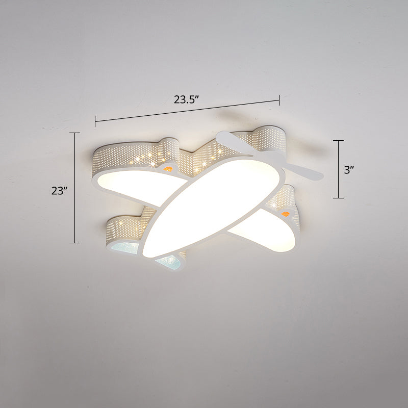 Metal Airplane Flushmount Light Cartoon LED Ceiling Light Fixture with Hollowed-out Design White 23.5" Warm Clearhalo 'Ceiling Lights' 'Close To Ceiling Lights' 'Close to ceiling' 'Flush mount' Lighting' 2405358