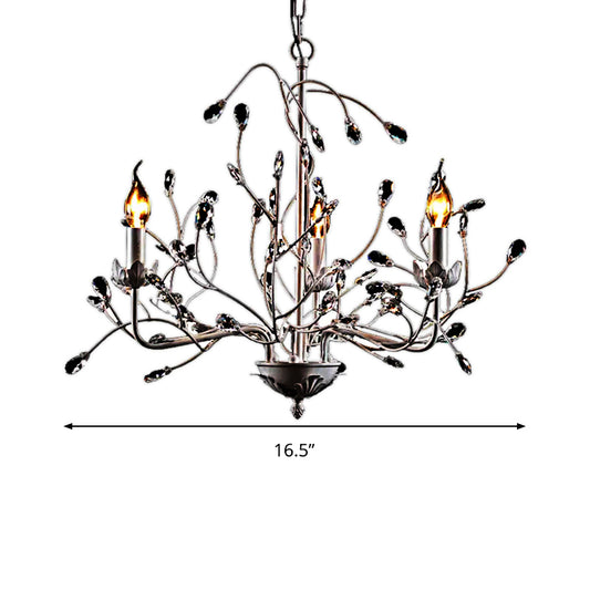 White Twig Pendant Light 3-Light Creative Metal Chandelier with Crystal Bud for Kindergarten Clearhalo 'Ceiling Lights' 'Chandeliers' Lighting' options 240535