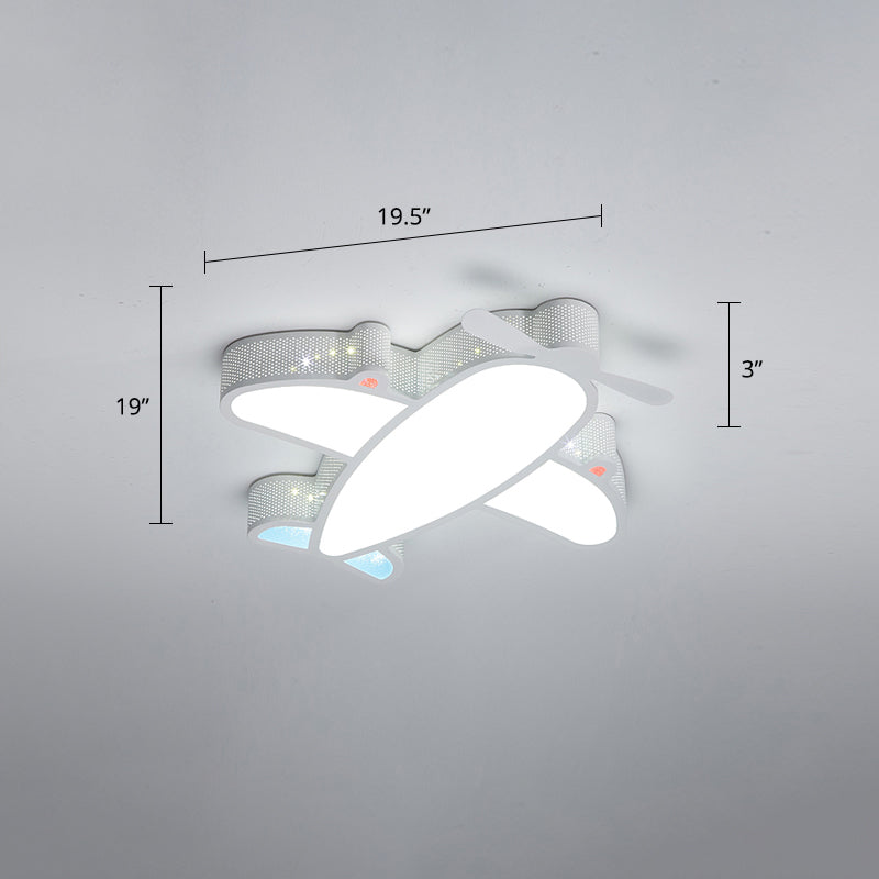 Metal Airplane Flushmount Light Cartoon LED Ceiling Light Fixture with Hollowed-out Design White 20" White Clearhalo 'Ceiling Lights' 'Close To Ceiling Lights' 'Close to ceiling' 'Flush mount' Lighting' 2405363