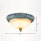 Dome Bedroom Flush Ceiling Light Vintage Frosted Glass Flush-Mount Lighting Fixture 4 Blue Clearhalo 'Ceiling Lights' 'Close To Ceiling Lights' 'Close to ceiling' 'Flush mount' Lighting' 2405366