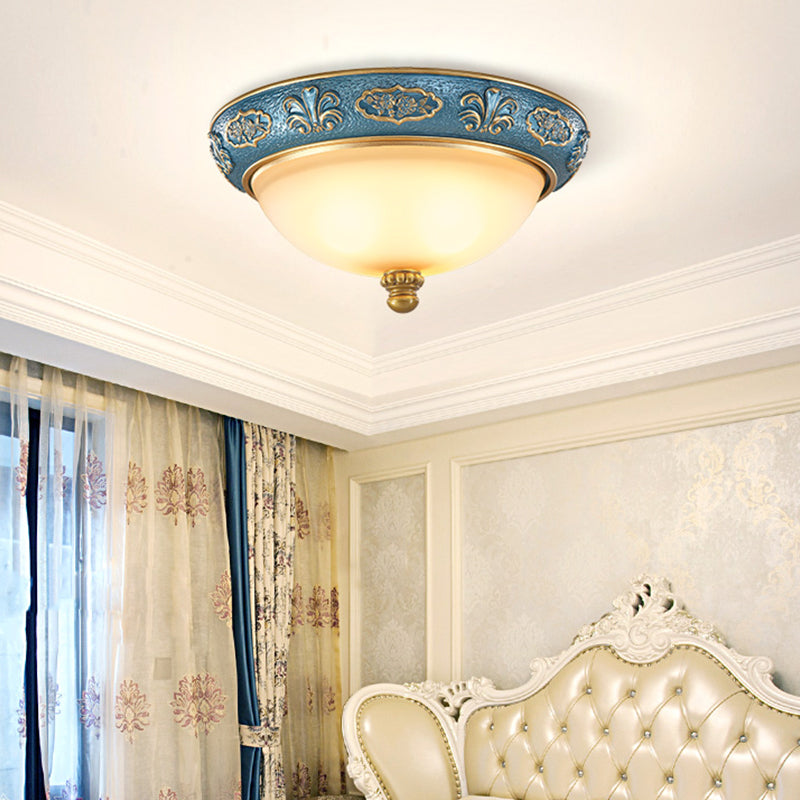 Dome Bedroom Flush Ceiling Light Vintage Frosted Glass Flush-Mount Lighting Fixture Clearhalo 'Ceiling Lights' 'Close To Ceiling Lights' 'Close to ceiling' 'Flush mount' Lighting' 2405367