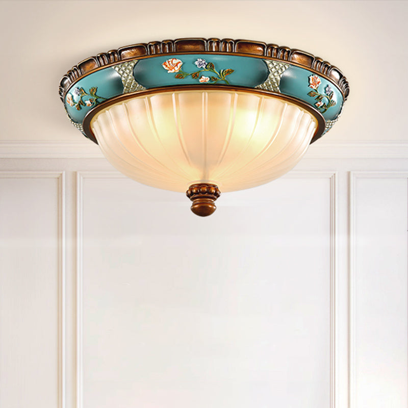 Dome Bedroom Flush Ceiling Light Vintage Frosted Glass Flush-Mount Lighting Fixture Clearhalo 'Ceiling Lights' 'Close To Ceiling Lights' 'Close to ceiling' 'Flush mount' Lighting' 2405368