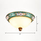 Dome Bedroom Flush Ceiling Light Vintage Frosted Glass Flush-Mount Lighting Fixture 4 Green Clearhalo 'Ceiling Lights' 'Close To Ceiling Lights' 'Close to ceiling' 'Flush mount' Lighting' 2405372