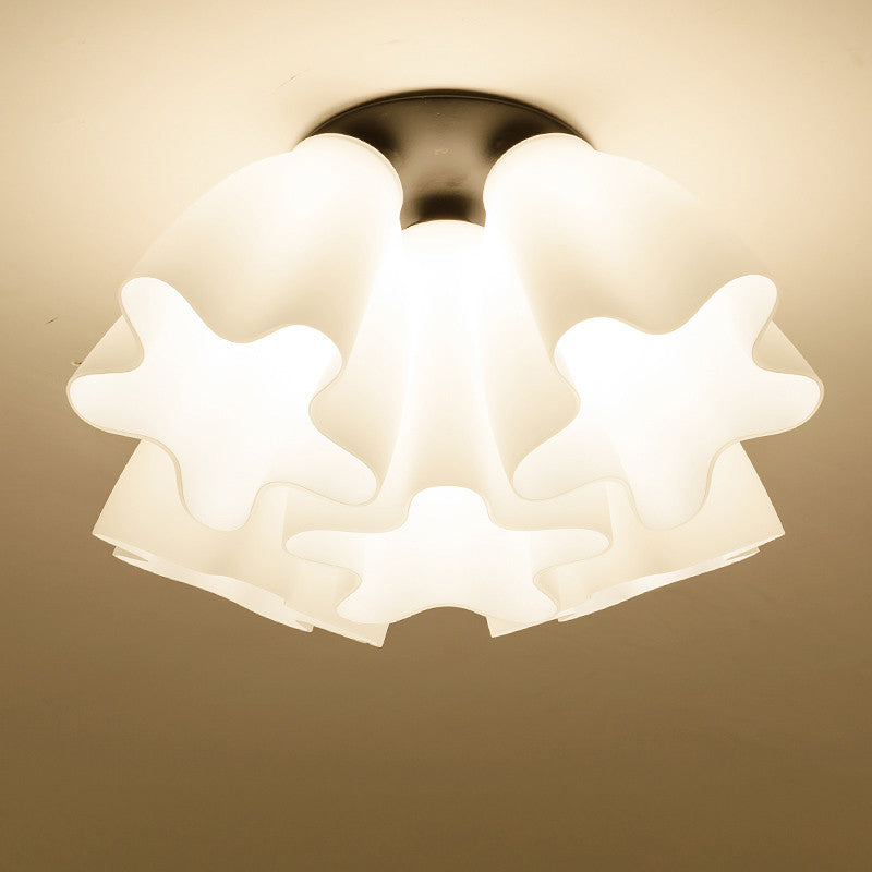 Floral Foyer Flush Light Fixture Country Style White Glass Flush Mount Ceiling Light Clearhalo 'Ceiling Lights' 'Close To Ceiling Lights' 'Close to ceiling' 'Flush mount' Lighting' 2405400