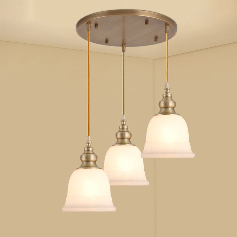 Shaded Dining Room Multi Light Pendant Simplicity Frosted White Glass Suspension Light White Lantern Gourd Clearhalo 'Ceiling Lights' 'Close To Ceiling Lights' 'Glass shade' 'Glass' 'Pendant Lights' 'Pendants' Lighting' 2405432