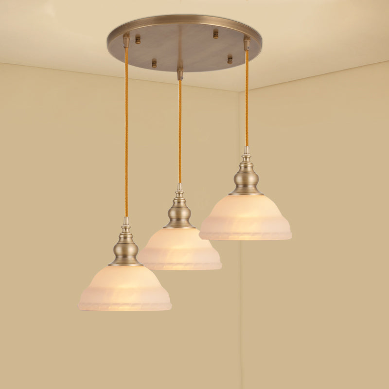 Shaded Dining Room Multi Light Pendant Simplicity Frosted White Glass Suspension Light White Pagoda Gourd Clearhalo 'Ceiling Lights' 'Close To Ceiling Lights' 'Glass shade' 'Glass' 'Pendant Lights' 'Pendants' Lighting' 2405433