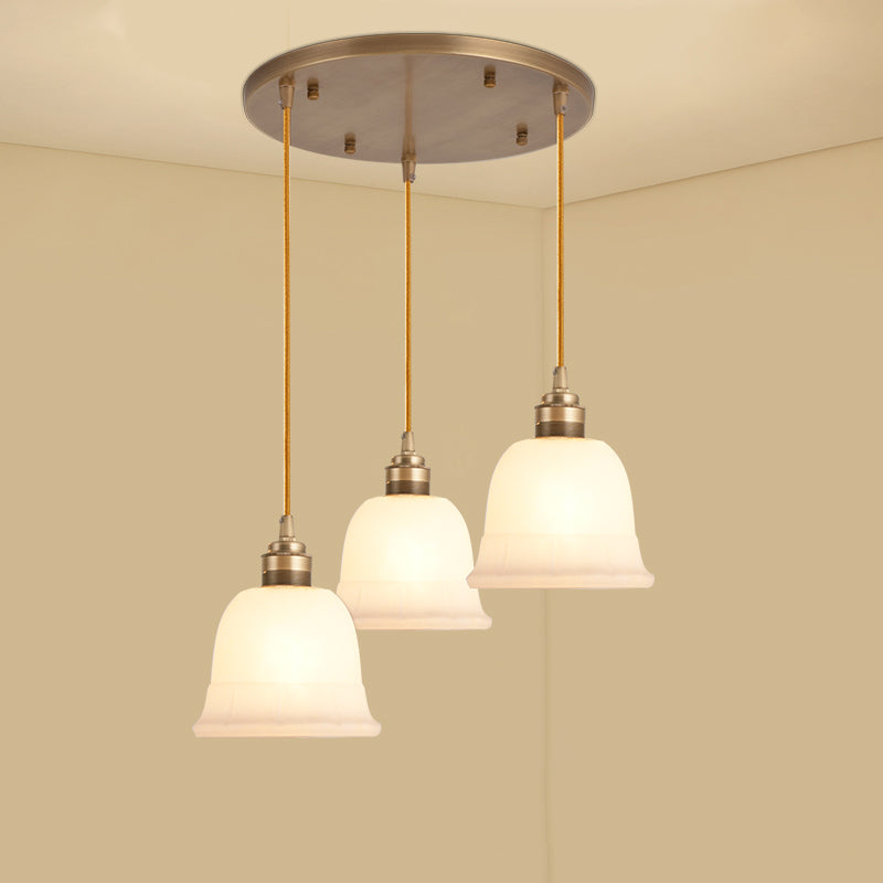 Shaded Dining Room Multi Light Pendant Simplicity Frosted White Glass Suspension Light White Lantern Cylinder Clearhalo 'Ceiling Lights' 'Close To Ceiling Lights' 'Glass shade' 'Glass' 'Pendant Lights' 'Pendants' Lighting' 2405435