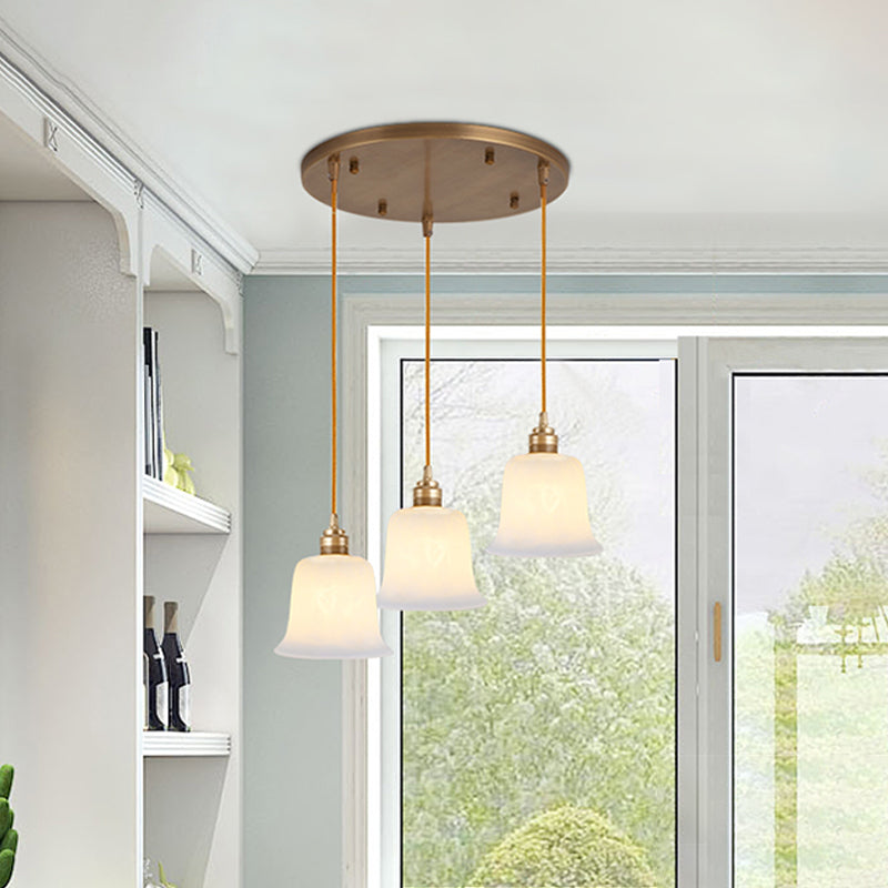 Shaded Dining Room Multi Light Pendant Simplicity Frosted White Glass Suspension Light Clearhalo 'Ceiling Lights' 'Close To Ceiling Lights' 'Glass shade' 'Glass' 'Pendant Lights' 'Pendants' Lighting' 2405440