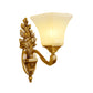 Flower Shaped Foyer Wall Lamp Traditional Opal Glass Bronze Finish Wall Mounted Light 1.0 Bronze Trumpet Clearhalo 'Wall Lamps & Sconces' 'Wall Lights' Lighting' 2405473