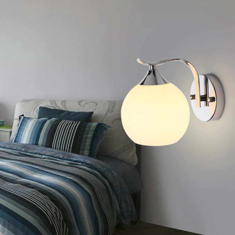 Satin Opal Glass Dome Sconce Light Fixture Simple Style Corridor Wall Mount Lamp Clearhalo 'Wall Lamps & Sconces' 'Wall Lights' Lighting' 2405488