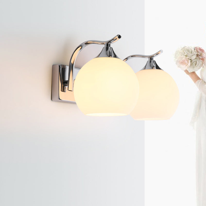 Satin Opal Glass Dome Sconce Light Fixture Simple Style Corridor Wall Mount Lamp Clearhalo 'Wall Lamps & Sconces' 'Wall Lights' Lighting' 2405490