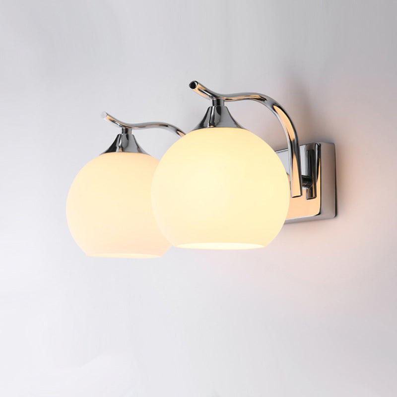 Satin Opal Glass Dome Sconce Light Fixture Simple Style Corridor Wall Mount Lamp Clearhalo 'Wall Lamps & Sconces' 'Wall Lights' Lighting' 2405494