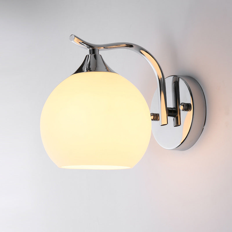Satin Opal Glass Dome Sconce Light Fixture Simple Style Corridor Wall Mount Lamp Clearhalo 'Wall Lamps & Sconces' 'Wall Lights' Lighting' 2405495