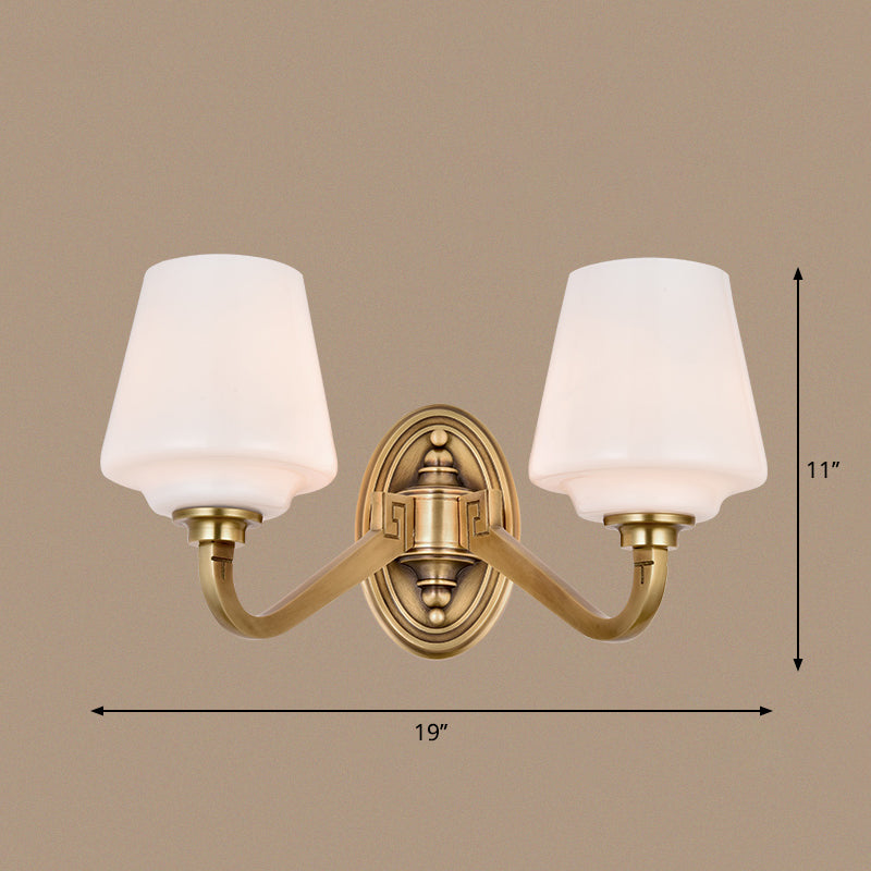 Opaline Glass Conical Wall Sconce Minimalistic Bedside Wall Lamp Fixture in Gold 2.0 Gold Clearhalo 'Wall Lamps & Sconces' 'Wall Lights' Lighting' 2405519