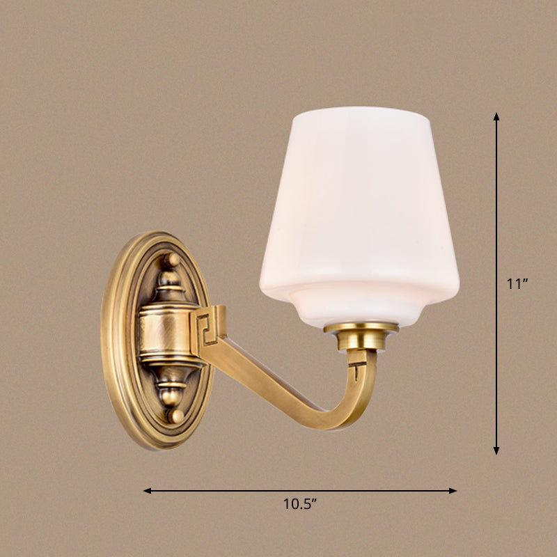 Opaline Glass Conical Wall Sconce Minimalistic Bedside Wall Lamp Fixture in Gold 1.0 Gold Clearhalo 'Wall Lamps & Sconces' 'Wall Lights' Lighting' 2405523