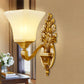 Milk Glass Gold Finish Sconce Pagoda Shaped Antique Style Wall Mounted Light for Corridor Clearhalo 'Wall Lamps & Sconces' 'Wall Lights' Lighting' 2405527