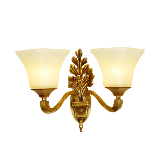 Milk Glass Gold Finish Sconce Pagoda Shaped Antique Style Wall Mounted Light for Corridor Clearhalo 'Wall Lamps & Sconces' 'Wall Lights' Lighting' 2405529