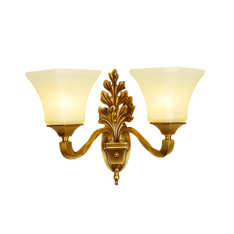Milk Glass Gold Finish Sconce Pagoda Shaped Antique Style Wall Mounted Light for Corridor 2.0 Gold Clearhalo 'Wall Lamps & Sconces' 'Wall Lights' Lighting' 2405530