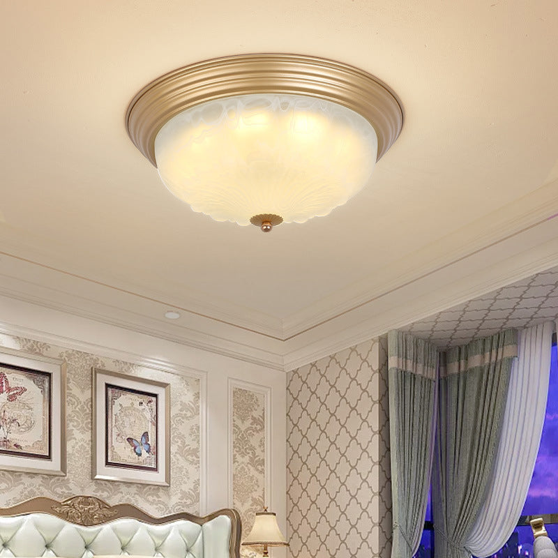 3-Light Frosted Glass Flush Ceiling Light Colonial Style Dome Bedroom Flushmount Lighting Clearhalo 'Ceiling Lights' 'Close To Ceiling Lights' 'Close to ceiling' 'Flush mount' Lighting' 2405531