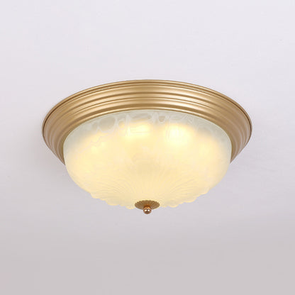 3-Light Frosted Glass Flush Ceiling Light Colonial Style Dome Bedroom Flushmount Lighting Beige 16" Clearhalo 'Ceiling Lights' 'Close To Ceiling Lights' 'Close to ceiling' 'Flush mount' Lighting' 2405533