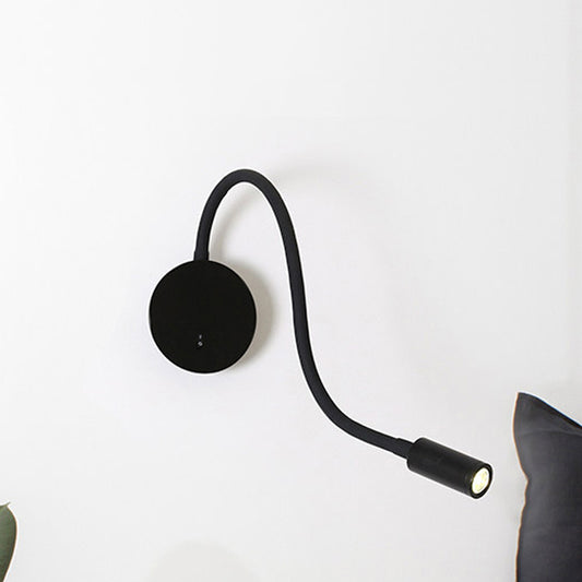 Adjustable Cylinder Reading Wall Light Contemporary Silicone and Metal LED Black/White Sconce Lamp Black Clearhalo 'Cast Iron' 'Glass' 'Industrial' 'Modern wall lights' 'Modern' 'Tiffany' 'Traditional wall lights' 'Wall Lamps & Sconces' 'Wall Lights' Lighting' 240553